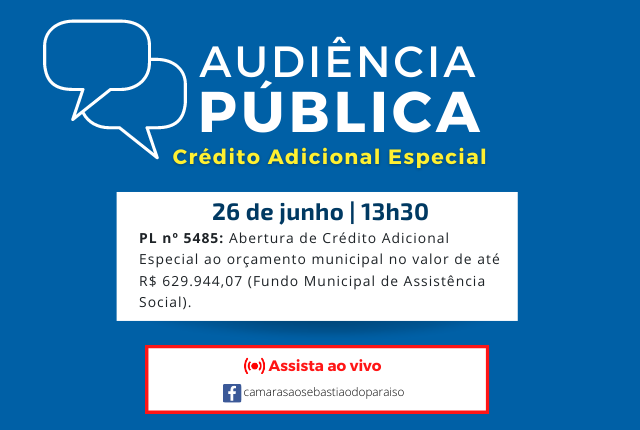 Audiência pública discute abertura de crédito especial ao orçamento municipal