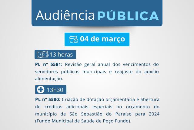 Audiências públicas debatem revisão geral anual e alterações no orçamento de 2024
